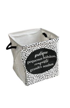 Cesto Multiuso Dobravel Quadrado Com Alça sem Tampa - Pratique Pequenos Hábitos,Conquiste Grandes Sonhos