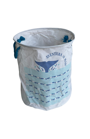 Cesto Multiuso Redondo Infantil Dobravel Com Alça sem Tampa - Rabo de Baleia