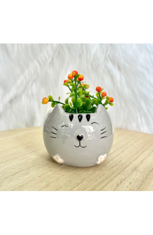 Cachepot Cinza Gatinho