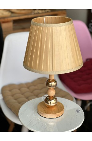 Abajur de  Mesa Dourado Base de Madeira e Metal