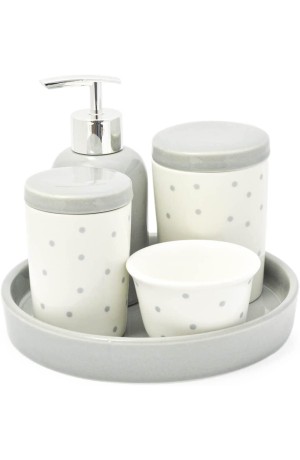 Kit Higiêne de Porcelana Cinza-Poá com 5 Peças