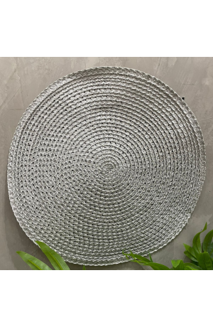 Jogo Americano Cinza Redondo de Plástico 38cm