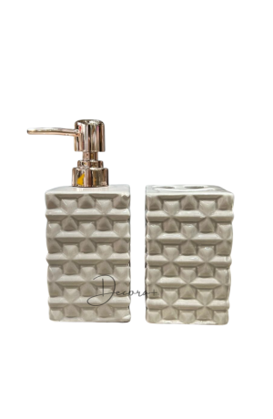 Kit de Banheiro Cinza com 2 Peças Modelo Pedra de Porcelana